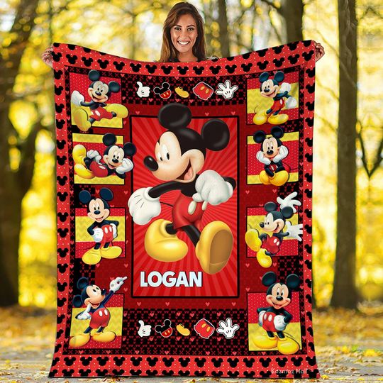 Personalized Family Mickey Mouse Blanket Family Mickey Blanket Mickey Mouse