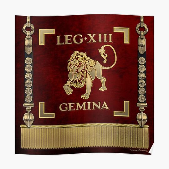 Standard of the 13th Legion Geminia - Vexillum of 13th Twin Legion Premium Matte Vertical Poster