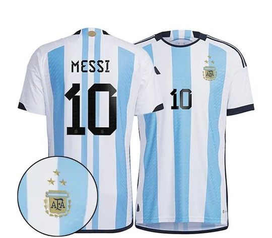 Argentina Messi World Cup Winners Football Jersey with 3 Stars, Argentina 10 Shirt