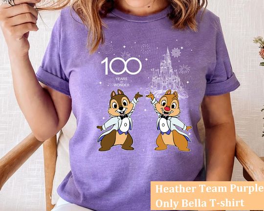 Disney Chip And Dale Couple Characters T-Shirt, 100 Years of Wonder Tee