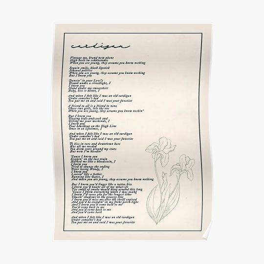 cardigan lyrics Premium Matte Vertical Poster