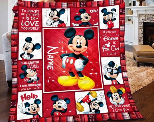 Personalized Family Mickey Mouse Blanket Family Mickey Blanket Mickey Mouse
