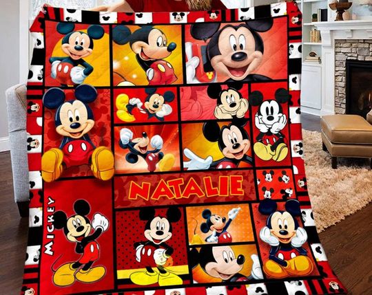 Personalized Family Mickey Mouse Fleece Blanket Family Mickey Blanket Mickey