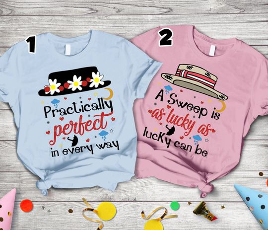 Mary Poppins and Bert Combo Family Couple Shirt Practically Perfect