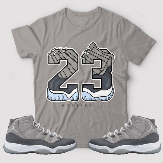 23 Graphic To Match Jordan 11 Cool Grey - Grey T-Shirt
