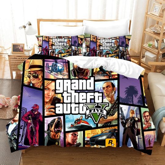 Grand Theft Auto V duvet cover,Gamer bedding set ,GTA V blanket ,Gaming duvet cover