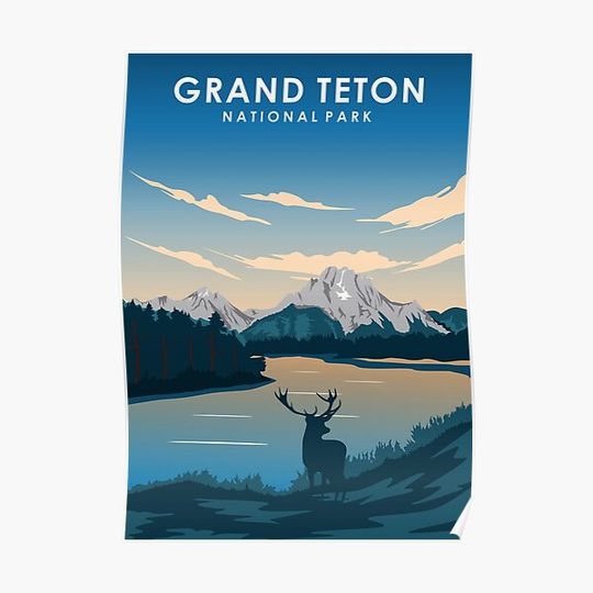 Grand Teton National Park Travel Poster Premium Matte Vertical Poster