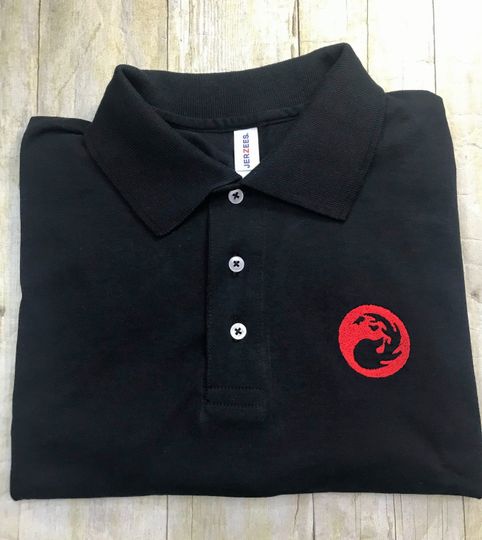 Magic the Gathering Mountain Red Mana Embroidered Polo