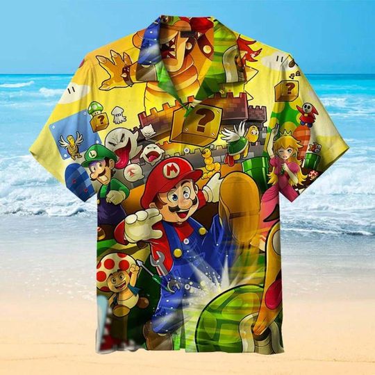 Super Mario Universal 3D All Printed Hawaiian Shirt, Summer Vacation Hawaiian Shirt