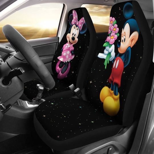 Mickey Minnie Car Seat Covers, Cartoon Fan Gift Universal Fit, Disney Car Seat Covers