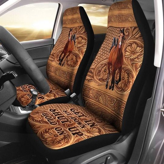 Get In Sit Down Shut Up Hold On Horse Car Seat Cover Set, Car Seat Protector