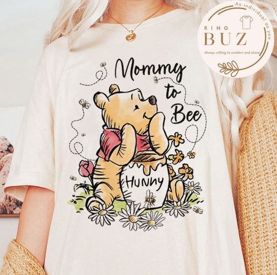 Floral Disney Winnie The Pooh Mommy To Bee Shirt