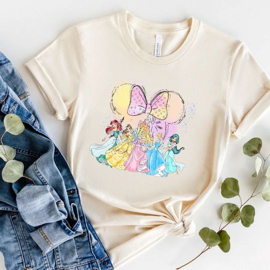 Watercolor Disney Princess Shirt, Retro Disney Princess Shirt