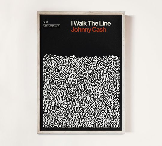 Johnny Cash Poster, I Walk The Line Print, Song Lyrics Poster