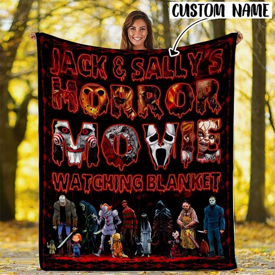 Horror@movie Watching Customized Sherpa Blanket Hh .