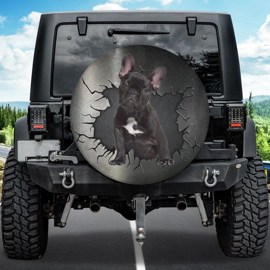 Black French Bulldog Puppy Spare Tire Cover