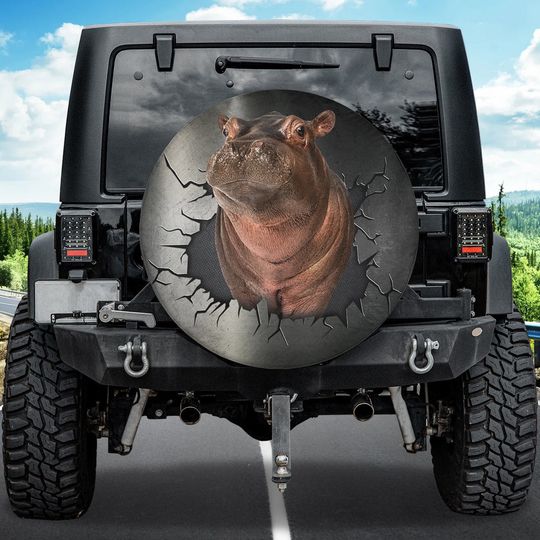 Hippopotamus Hippo Tire Cover, Hippopotamus-Hippo Funny  Decal, Animal Spare Tire Cover