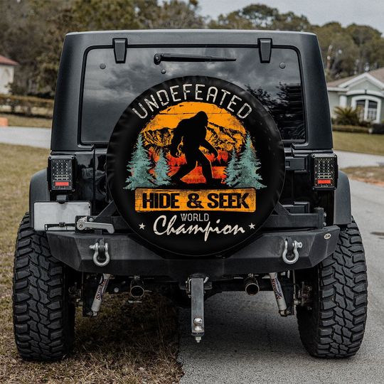 Bigfoot Undefeated Hide and Seek Champion Gift Spare Tire Cover