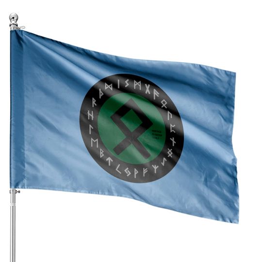 Green Othala Futhark Rune Symbol House Flags