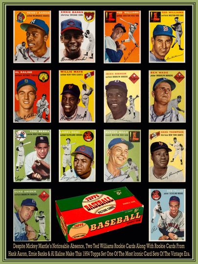 1954 Topps Baseball Cards Poster Hank Aaron, Ernie Banks