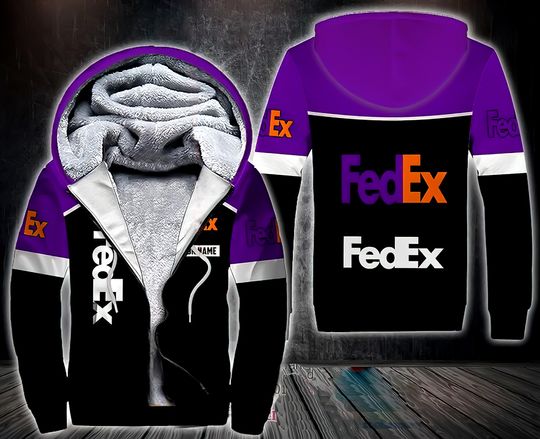 Fedex ground purple Custom name Fleece Zip Hoodie for Delivery Driver
