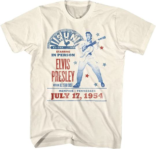 Elvis Presley King of Rock n Roll Sun Records Presents 1954 Adult Short Sleeve T-Shirts