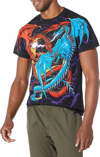 Men's Fantasy Dueling Dragons All Over Print 3D T-Shirt