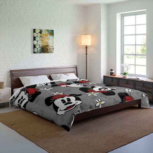 Disney Comforter / Retro Minnie / Red Hat Minnie / Disney Inspired Blanket / Bedroom Decor Bedding Set