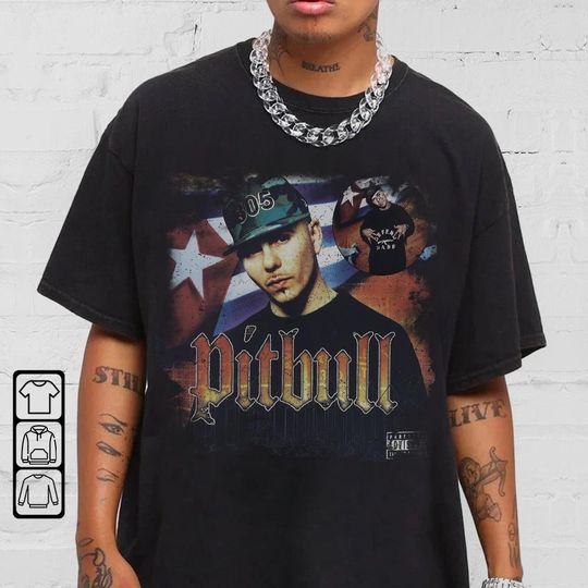 Pitbull Rapper Streetwear Gifts Shirt Hip Hop 90s Vintage Retro Graphic Tee Rap T-Shirt