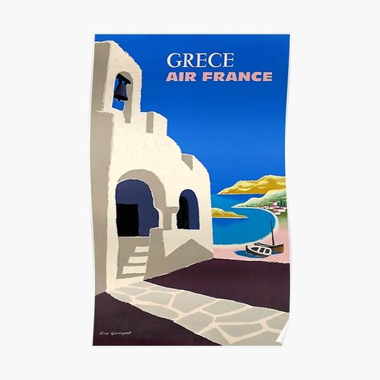 1959 Air France Greece Travel Poster Premium Matte Vertical Poster