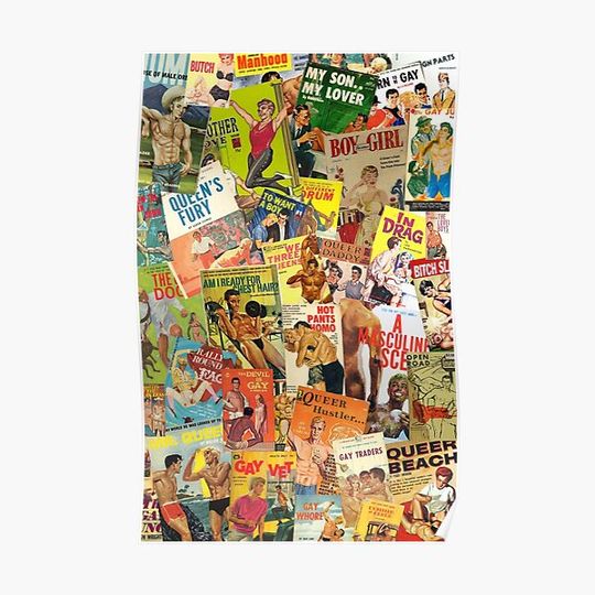 Retro Gay Pulp Romance collage - Iconic LGBT design with a retro vibe Premium Matte Vertical Poster