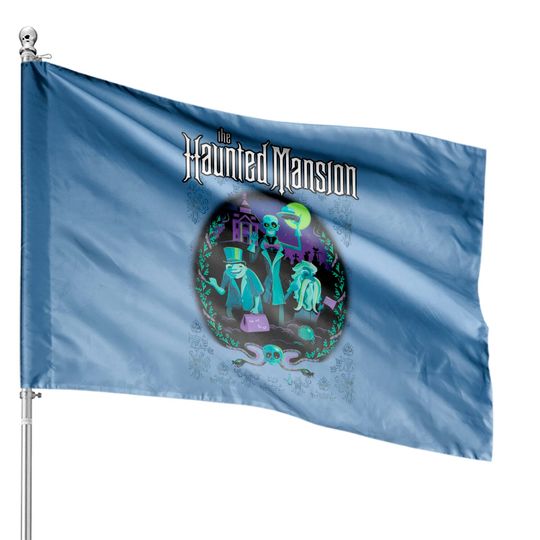 Retro Hitchhiking Ghosts House Flags, The Haunted Mansion House Flags