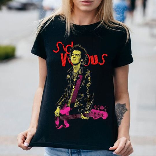 Sid Vicious T Shirt, Punk Rock Shirt, Sid Vicious With Guitar Gift For Fans