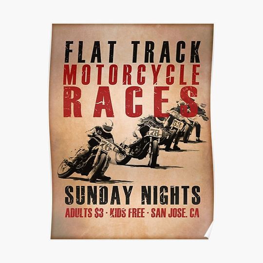 Flat Track Motorcycle Races Premium Matte Vertical Poster