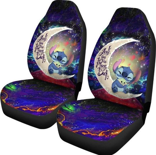 Stitch Hold Baby Yoda Love You to the moon Galaxy Car Seat Covers