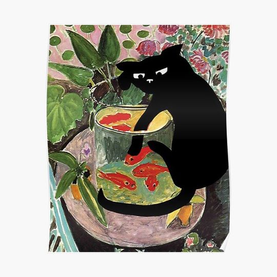 matisse's goldfish and a cat Art Premium Matte Vertical Poster