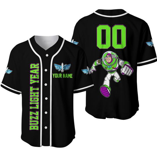 Toy Story Buzz Light Year Green Black Baseball Jersey