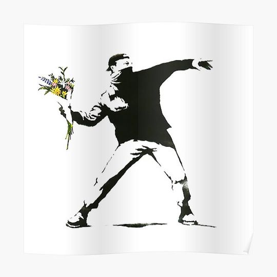 Bansky Flower Thrower Premium Matte Vertical Poster
