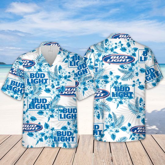 Bud Light Hawaiian Flowers Pattern Shirt