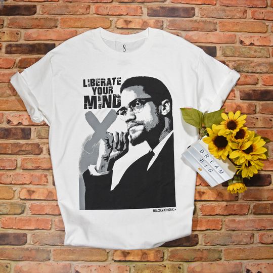 Malcolm X, Liberate your mind tee shirt//Aretha Franklin/Malcolm X shirt