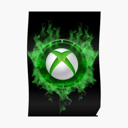 neon green xbox logo gamer art Premium Matte Vertical Poster