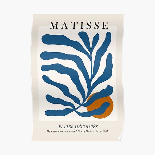 Matisse Jazz Exhibition Poster Papier Decoupes Cut Outs Blue Premium Matte Vertical Poster