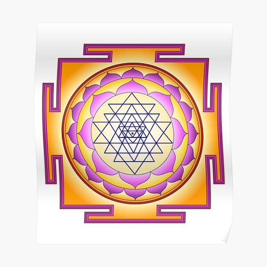 Sri Yantra Goldern Sacred Geometry Design Premium Matte Vertical Poster