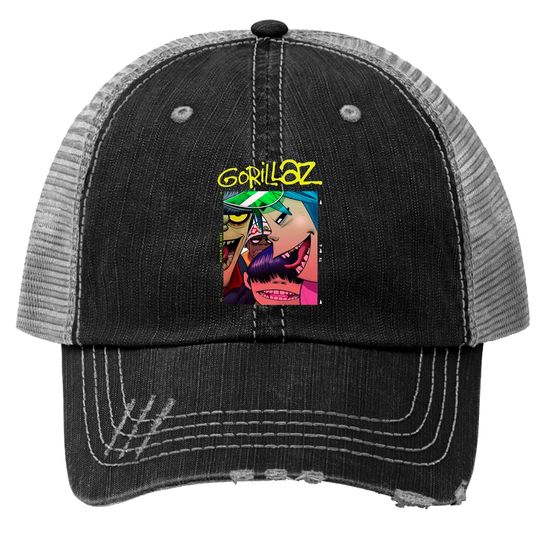Gorillaz Trucker Hats, Rock Band Gorillaz Trucker Hats, Vitural Music Band Trucker Hats