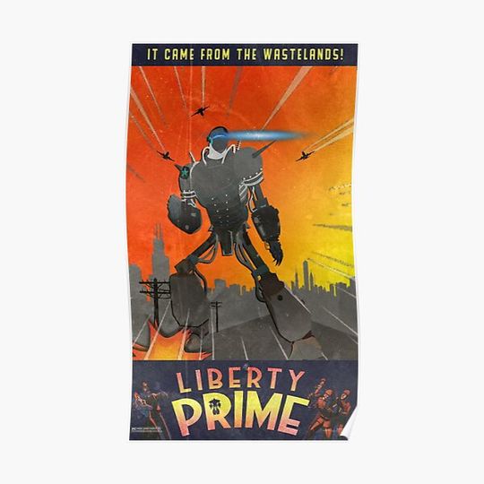 Liberty Prime (retro) Premium Matte Vertical Poster