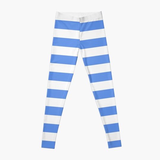 Light Blue and White Horizontal Stripes Leggings