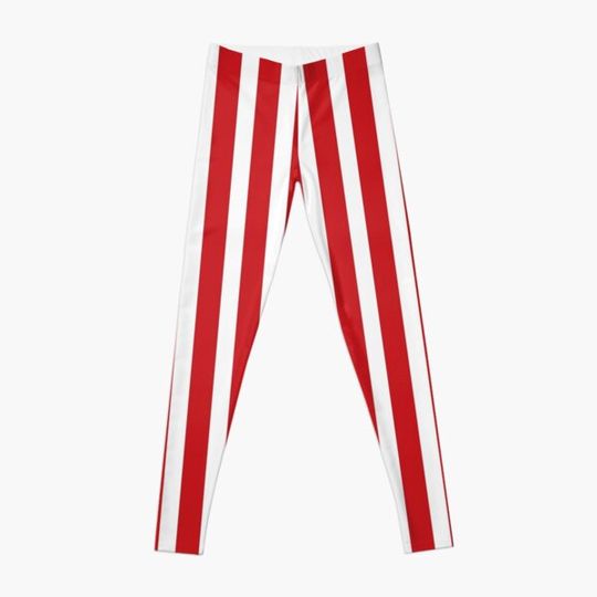 Red and White Vertical Stripes | Red and White vertical stripes | Red and White vertical lines Leggings