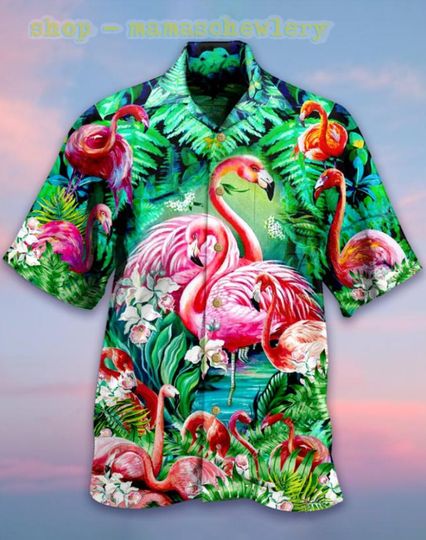 Flamingo Tropical Hawaiian Shirt/ Flamingo 3D Hawaiian Aloha Shirt