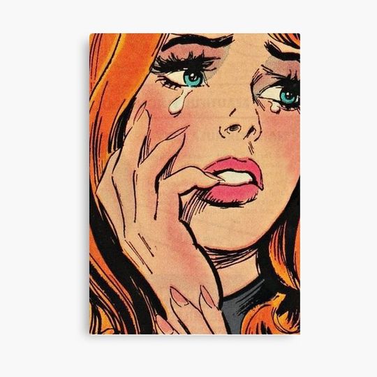 Pop Art redhead crying fantasy Canvas