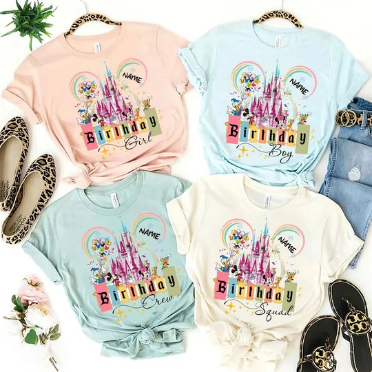 Custom Disney Birthday Shirt, Birthday Girl Shirt, Birthday Squad Shirt, Disney Castle Shirt, Disney Family Birthday Shirts